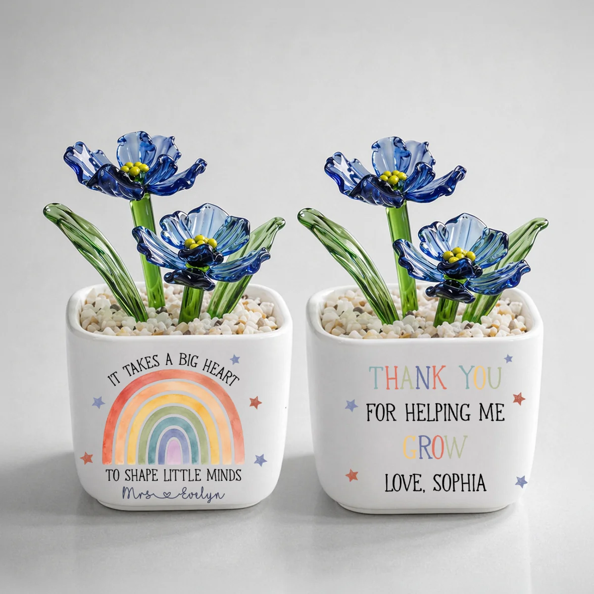 Teachers Change Little Lives - Personalized Custom Glass Birth Month Flower - Image 19
