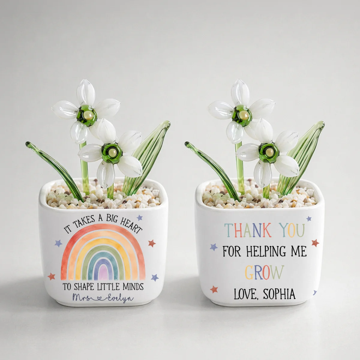 Teachers Change Little Lives - Personalized Custom Glass Birth Month Flower - Image 20