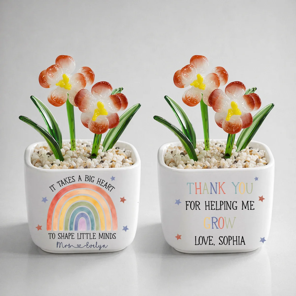 Teachers Change Little Lives - Personalized Custom Glass Birth Month Flower - Image 9