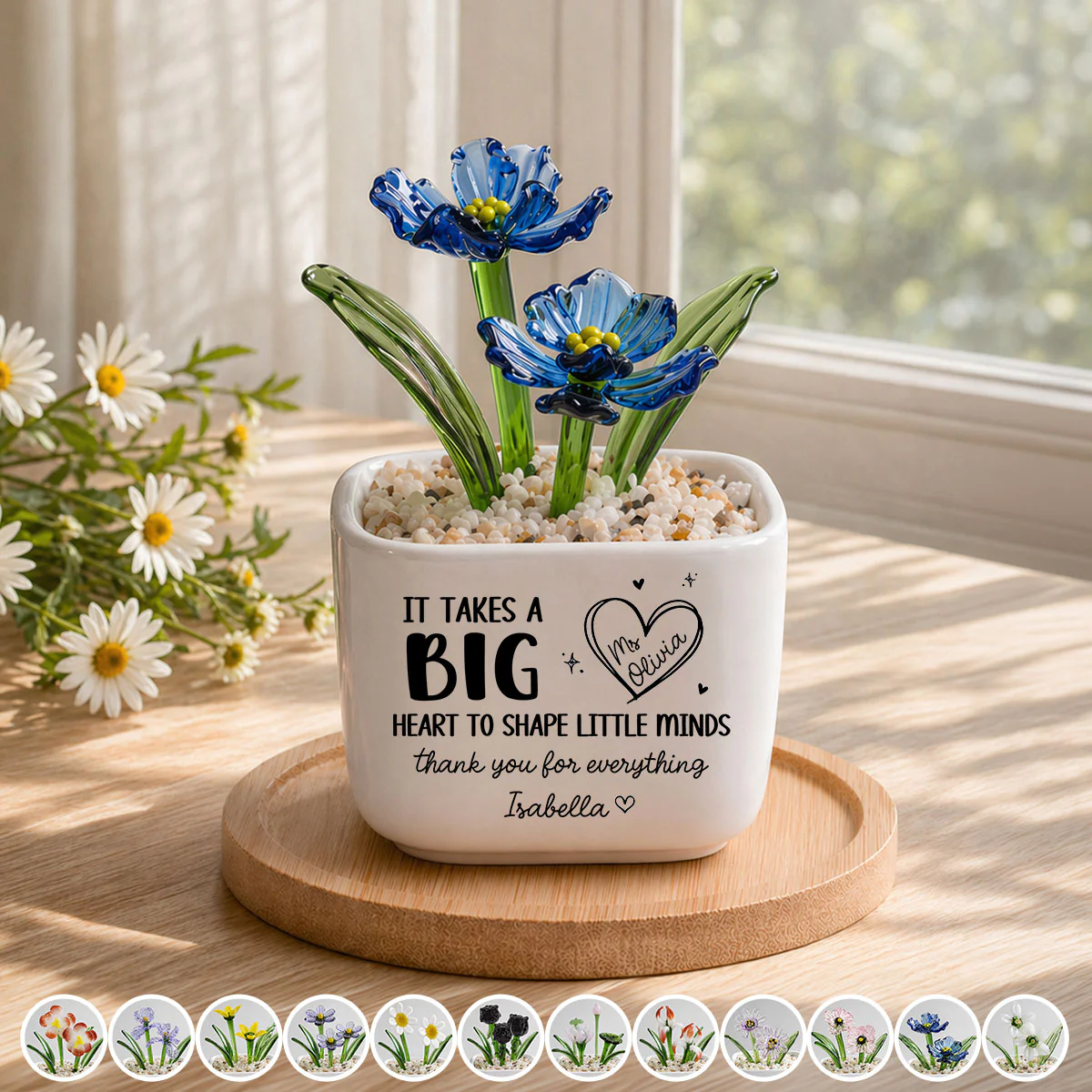 Teachers Make Dreams Bloom - Personalized Custom Glass Birth Month Flower