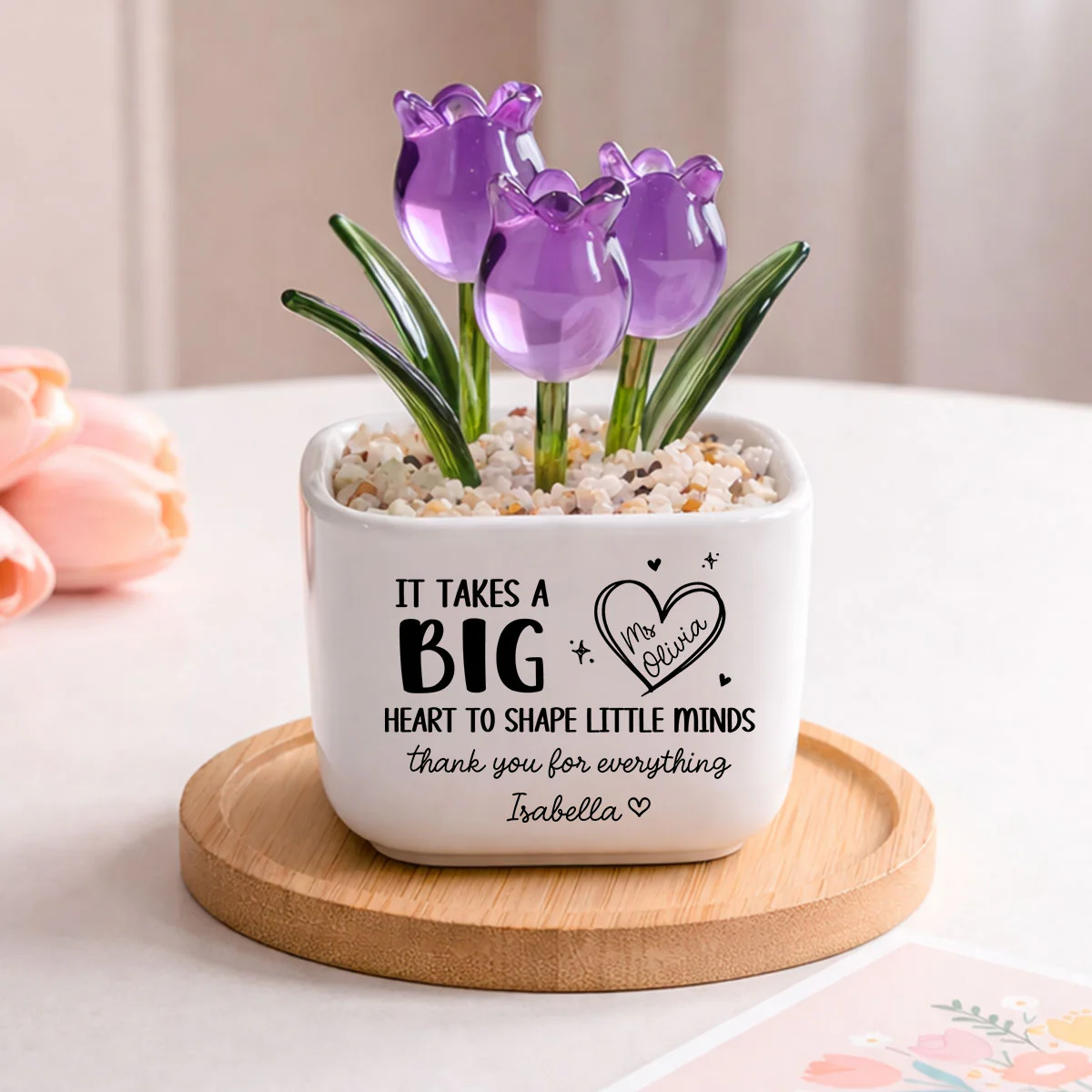 Teachers Make Dreams Bloom - Personalized Custom Glass Everlasting Tulips