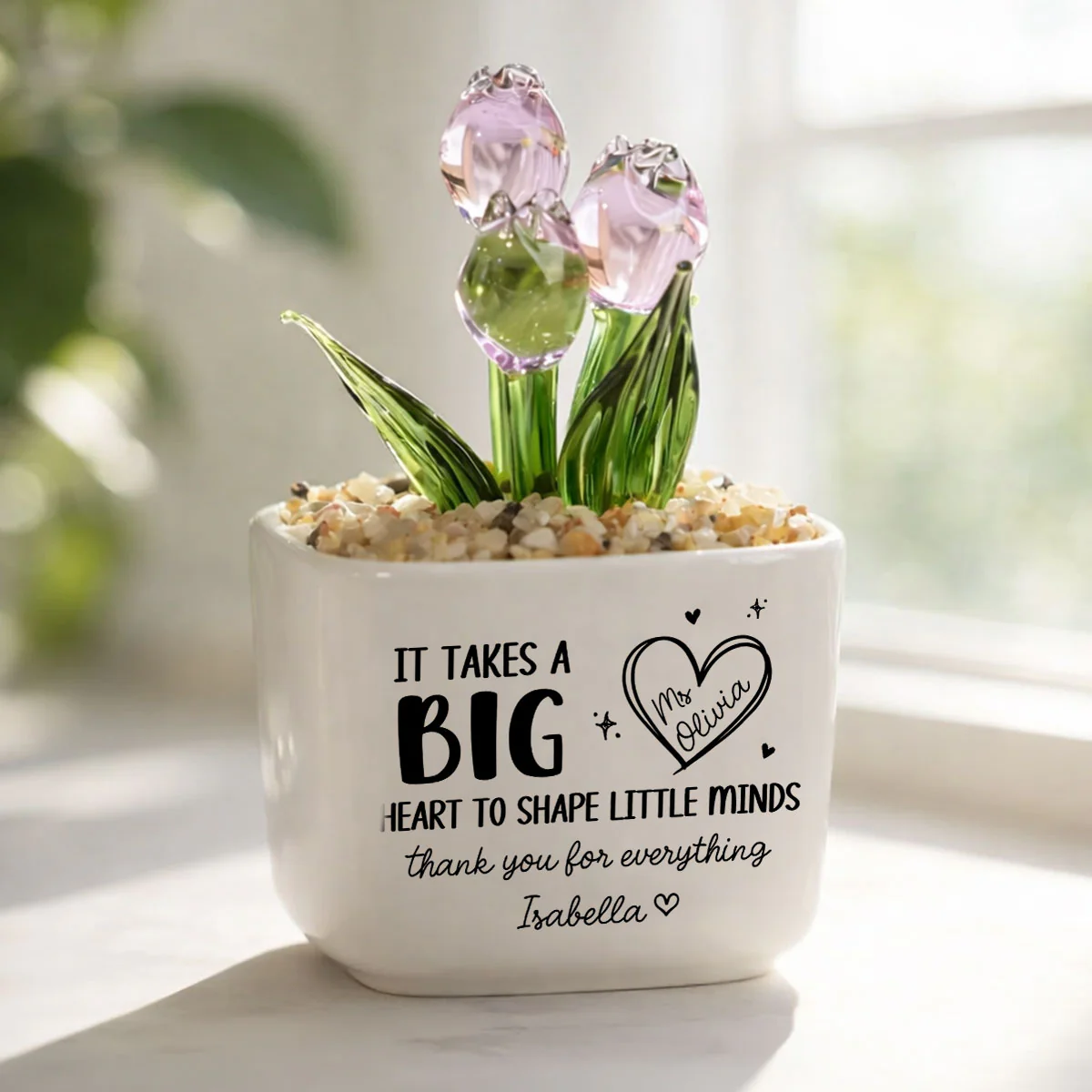 Teachers Make Dreams Bloom - Personalized Custom Glass Everlasting Tulips - Image 2