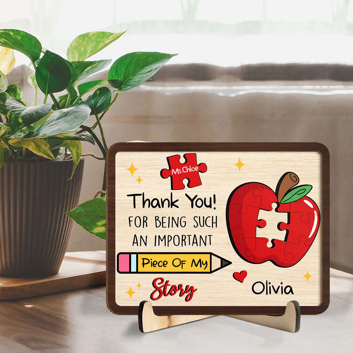 Teaching From The Heart - Personalized Custom Wooden Plaque - Image 3