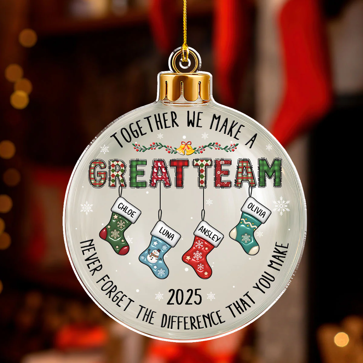 Teamwork Makes The Dream Work - Personalized Custom 3D Effect Acrylic Ornament - Image 2