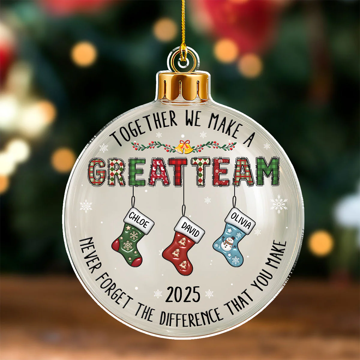 Teamwork Makes The Dream Work - Personalized Custom 3D Effect Acrylic Ornament - Image 4