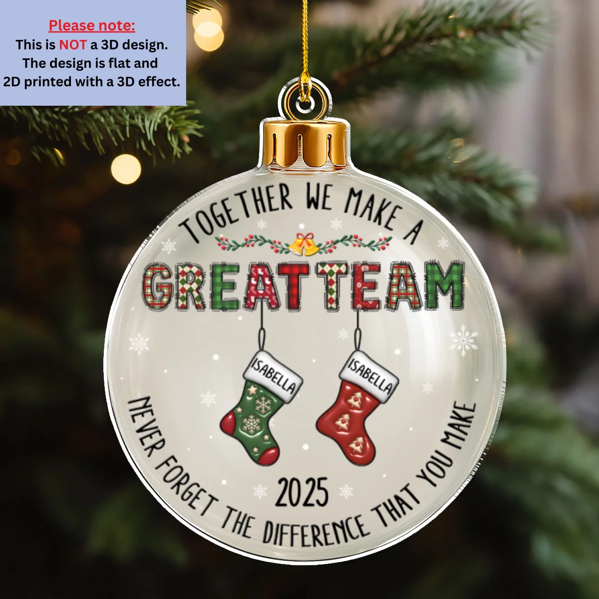 Teamwork Makes The Dream Work - Personalized Custom 3D Effect Acrylic Ornament - Image 6