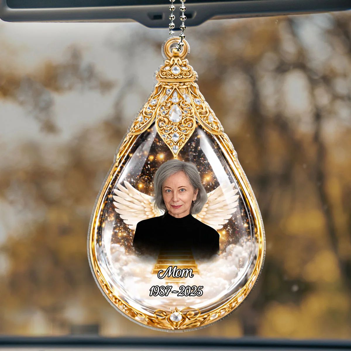 Teardrops Memorial - Personalized Custom Car Ornament - Image 2