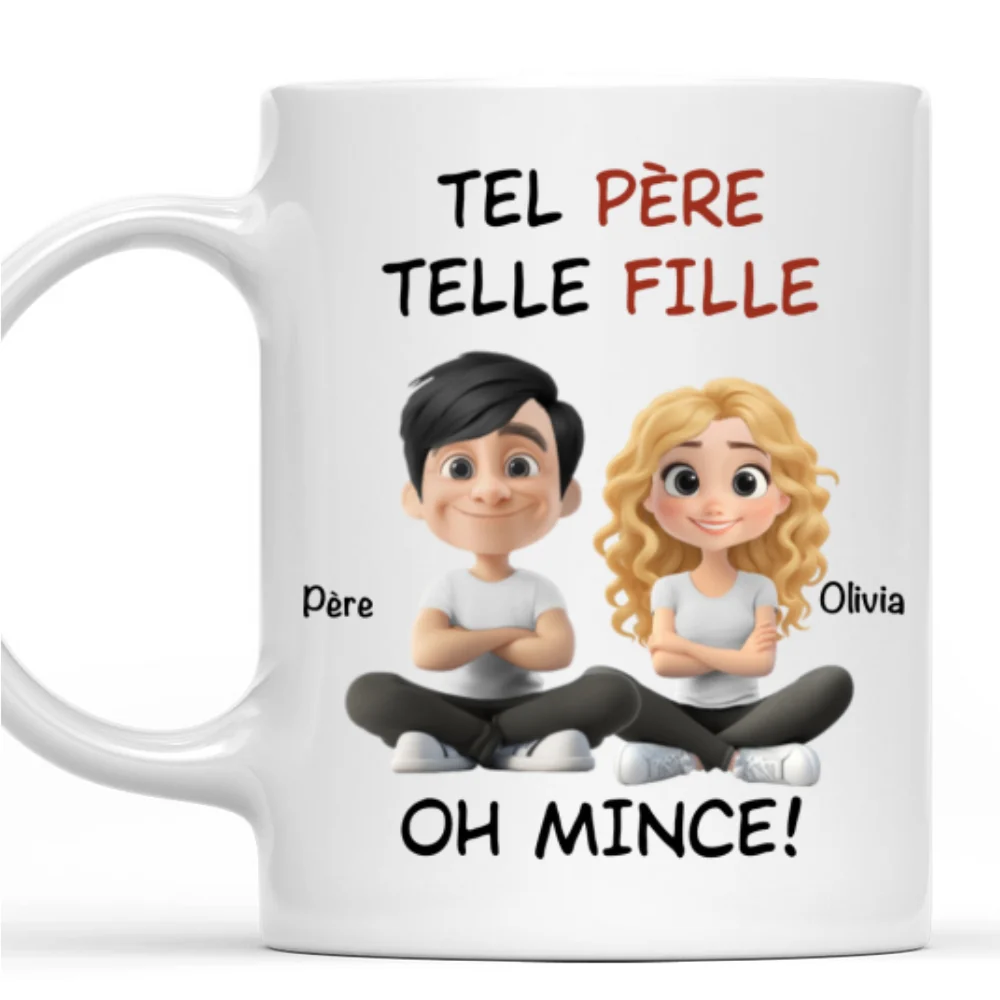 Tel Père Telle Fille Version Cartoon - Mug À Café Personnalisé Et Sur Mesure - Image 7