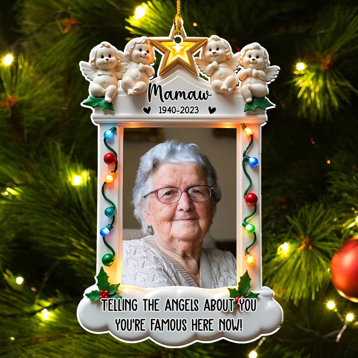 Telling The Angels About You - Personalized Custom Acrylic Ornament - Image 2