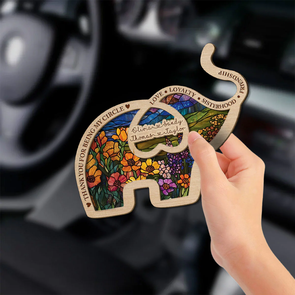 Thank For Being My Elephant - Personalized Custom Car Visor Clip - Image 2
