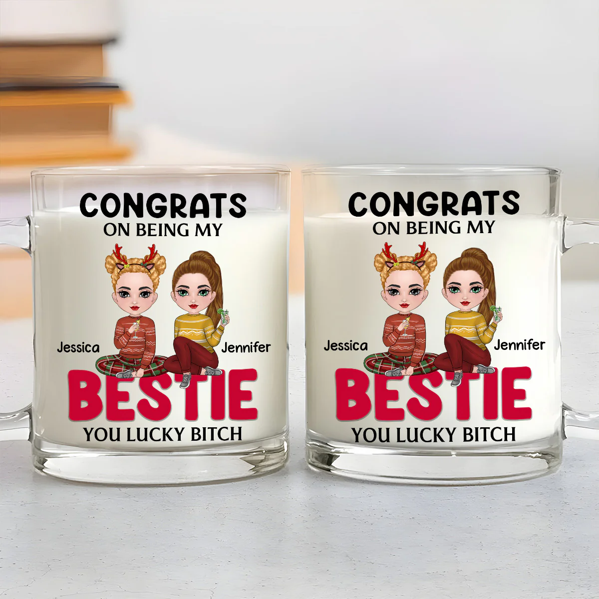Thank You Being My Bestie - Personalized Custom Glass Mug - Image 3