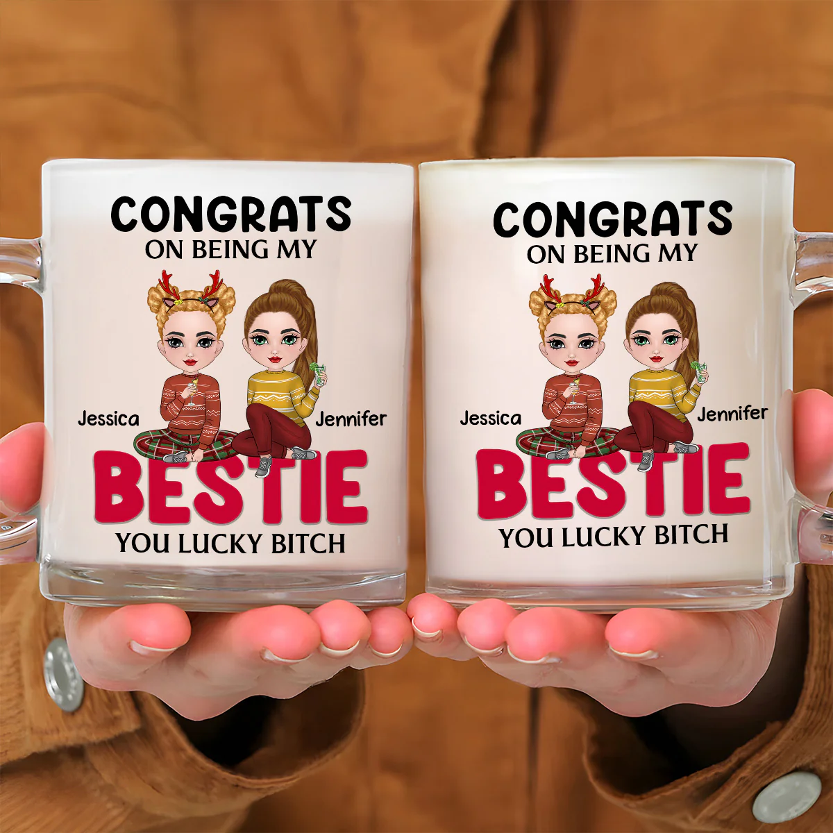 Thank You Being My Bestie - Personalized Custom Glass Mug - Image 4