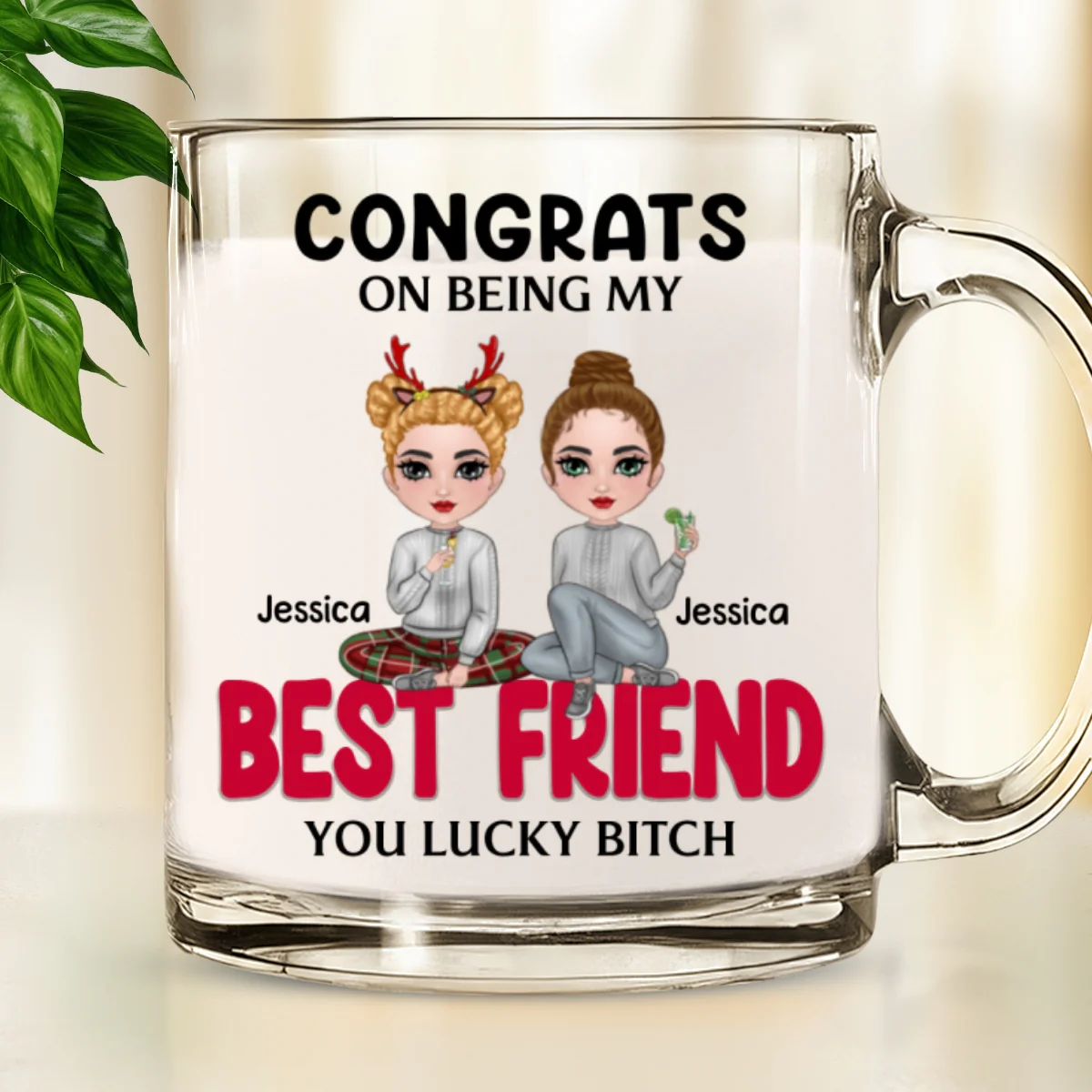 Thank You Being My Bestie - Personalized Custom Glass Mug - Image 6