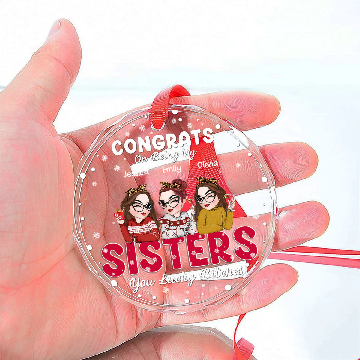 Thank You For Being My Bestie - Personalized Custom Glass Ornament - Image 4
