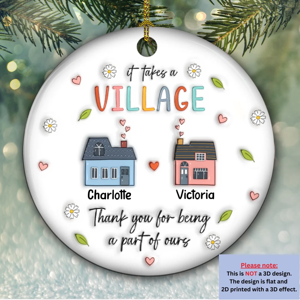 Thank You For Being A Part Of Ours - Personalized Custom 3D Inflated Effect Ceramic Ornament - Image 6