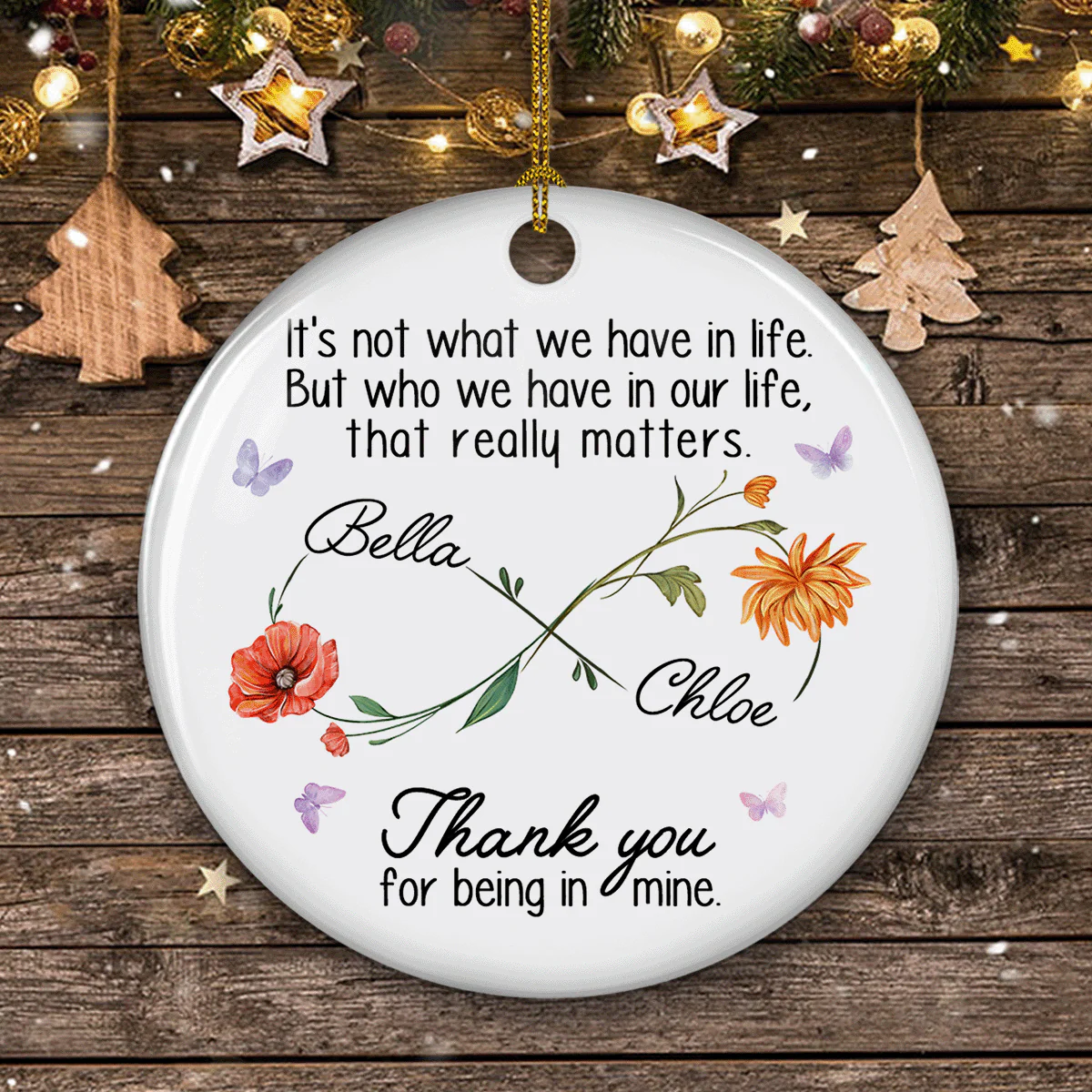 Thank You For Being In Mine - Personalized Custom Ceramic Ornament - Image 2
