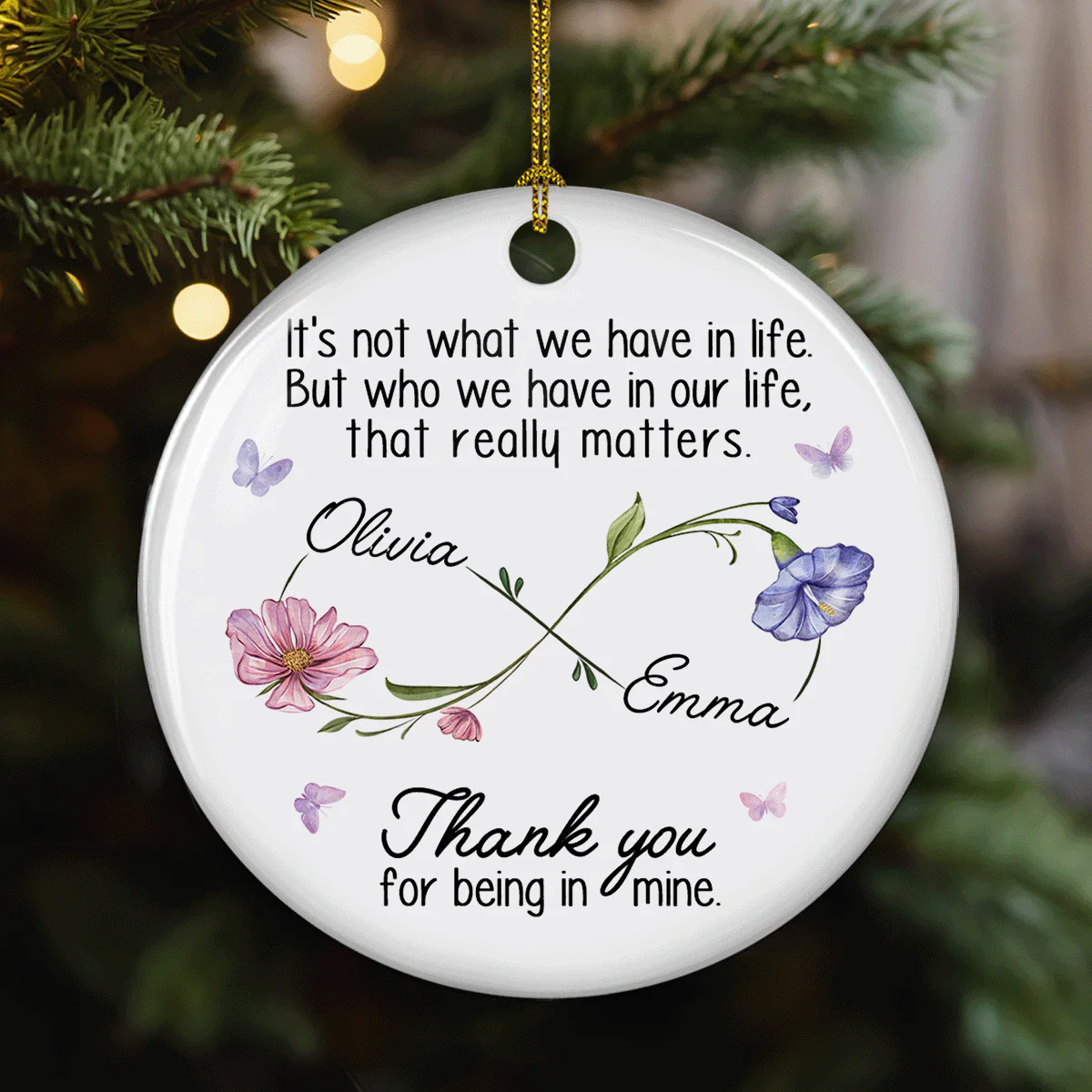 Thank You For Being In Mine - Personalized Custom Ceramic Ornament - Image 3