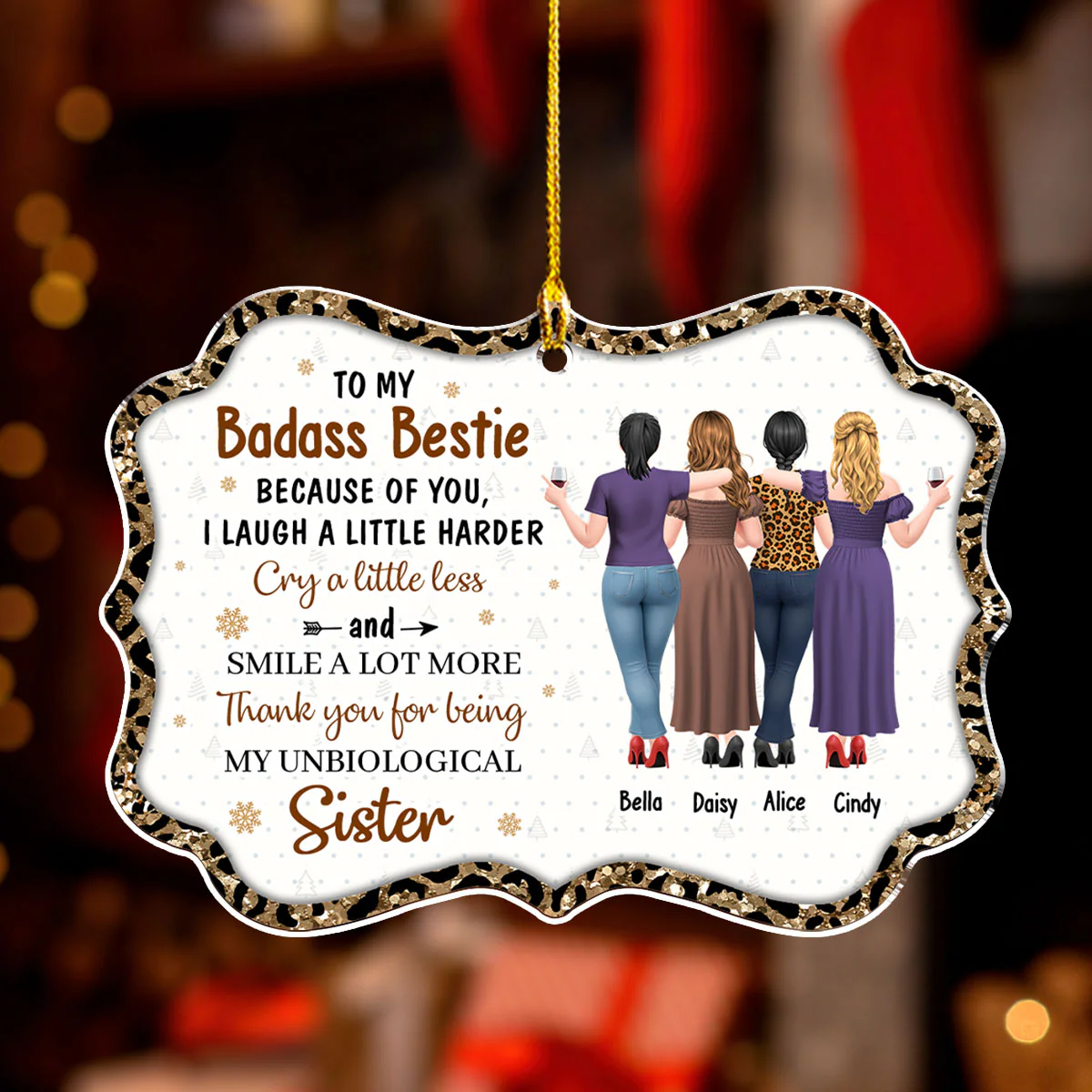 Thank You for Being My Unbiological Sister - Personalized Custom Acrylic Ornament - Image 4