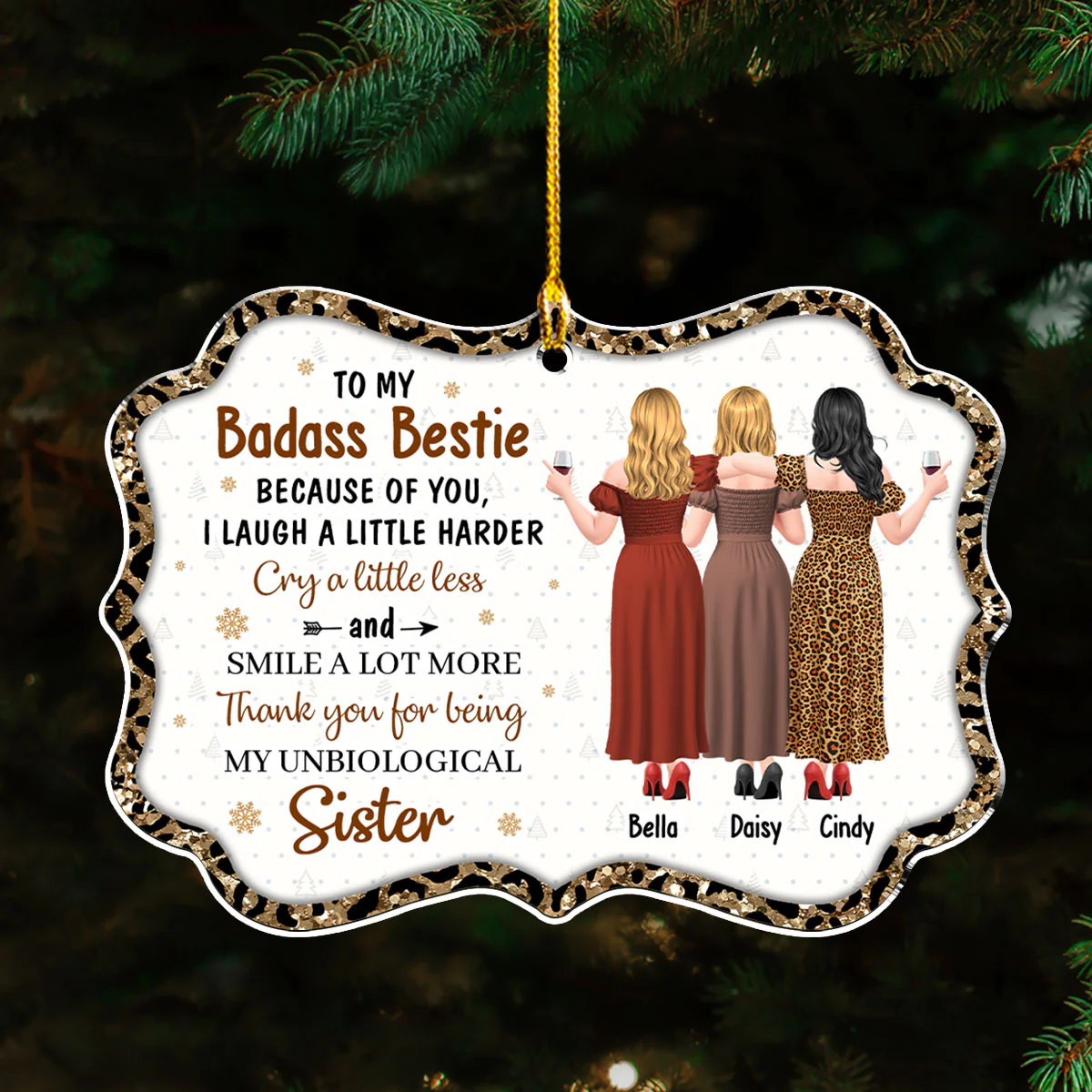 Thank You for Being My Unbiological Sister - Personalized Custom Acrylic Ornament - Image 5