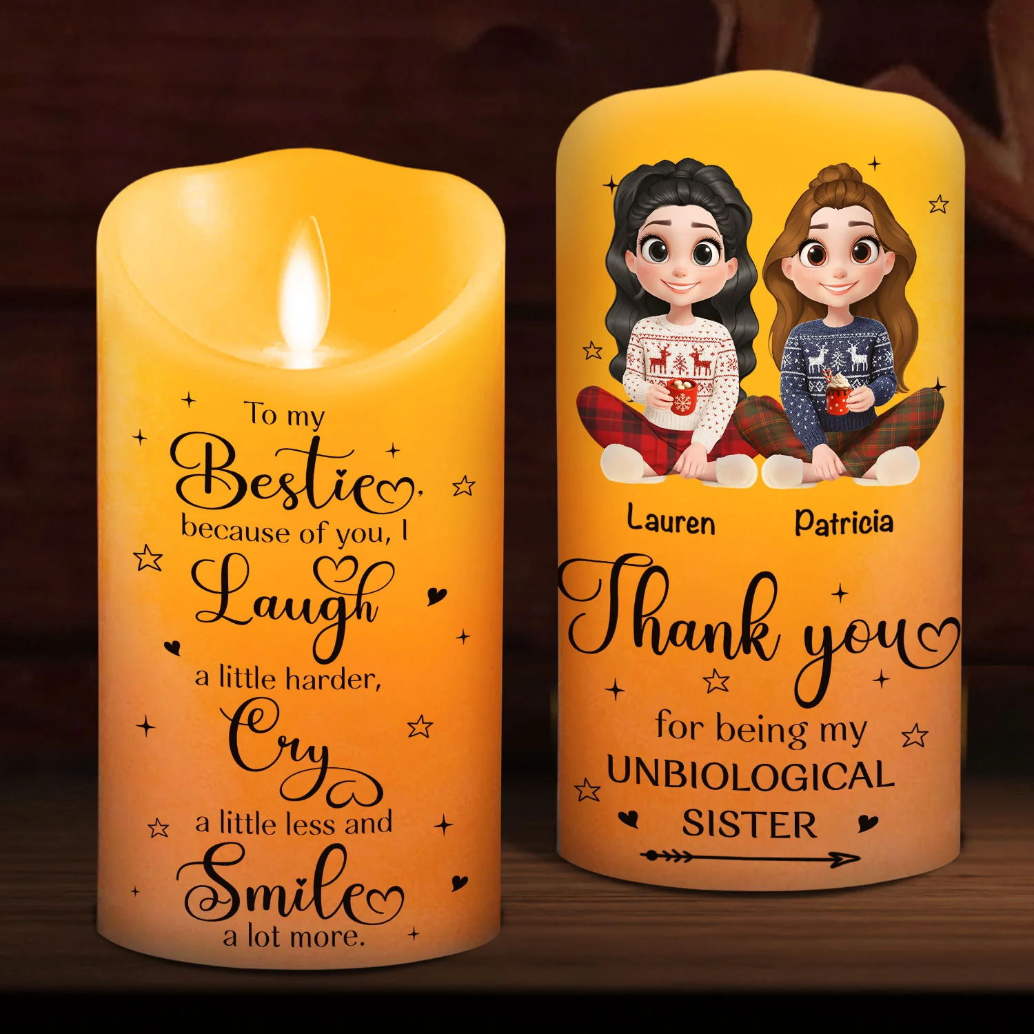 Thank You For Being My Unbiological Sister - Personalized Custom LED Candle