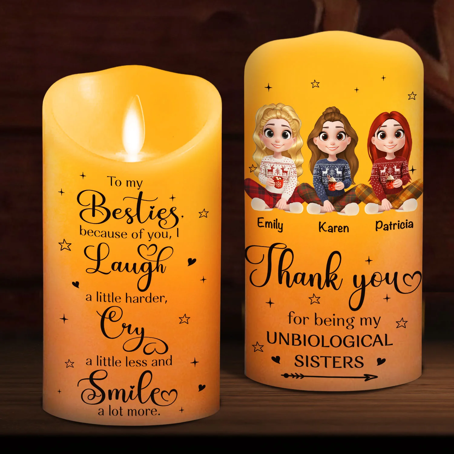 Thank You For Being My Unbiological Sister - Personalized Custom LED Candle - Image 2