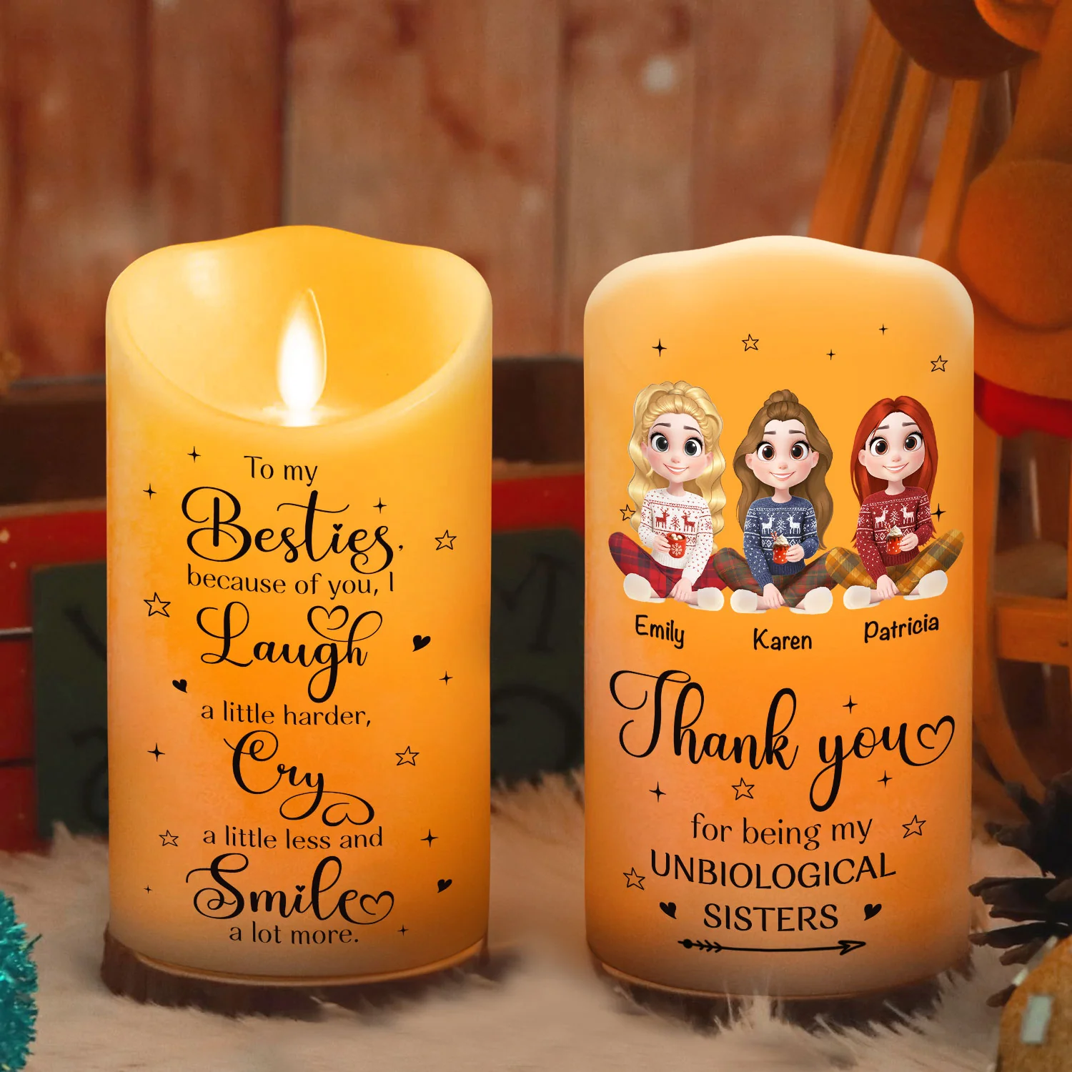 Thank You For Being My Unbiological Sister - Personalized Custom LED Candle - Image 3
