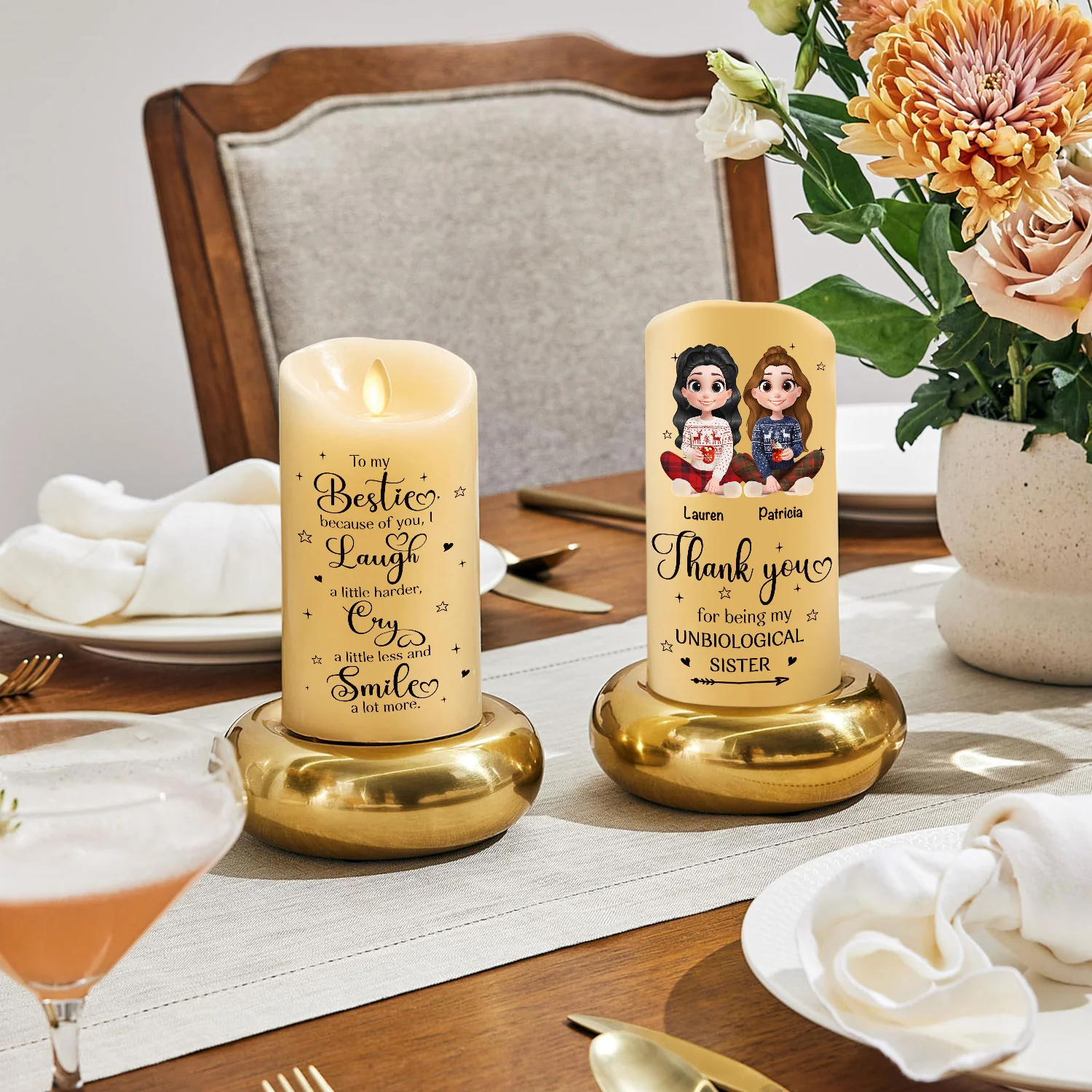 Thank You For Being My Unbiological Sister - Personalized Custom LED Candle - Image 4