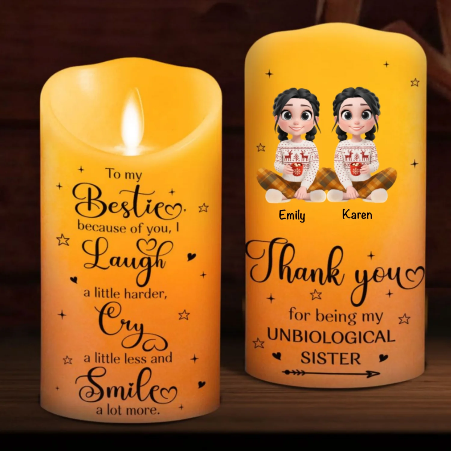 Thank You For Being My Unbiological Sister - Personalized Custom LED Candle - Image 7