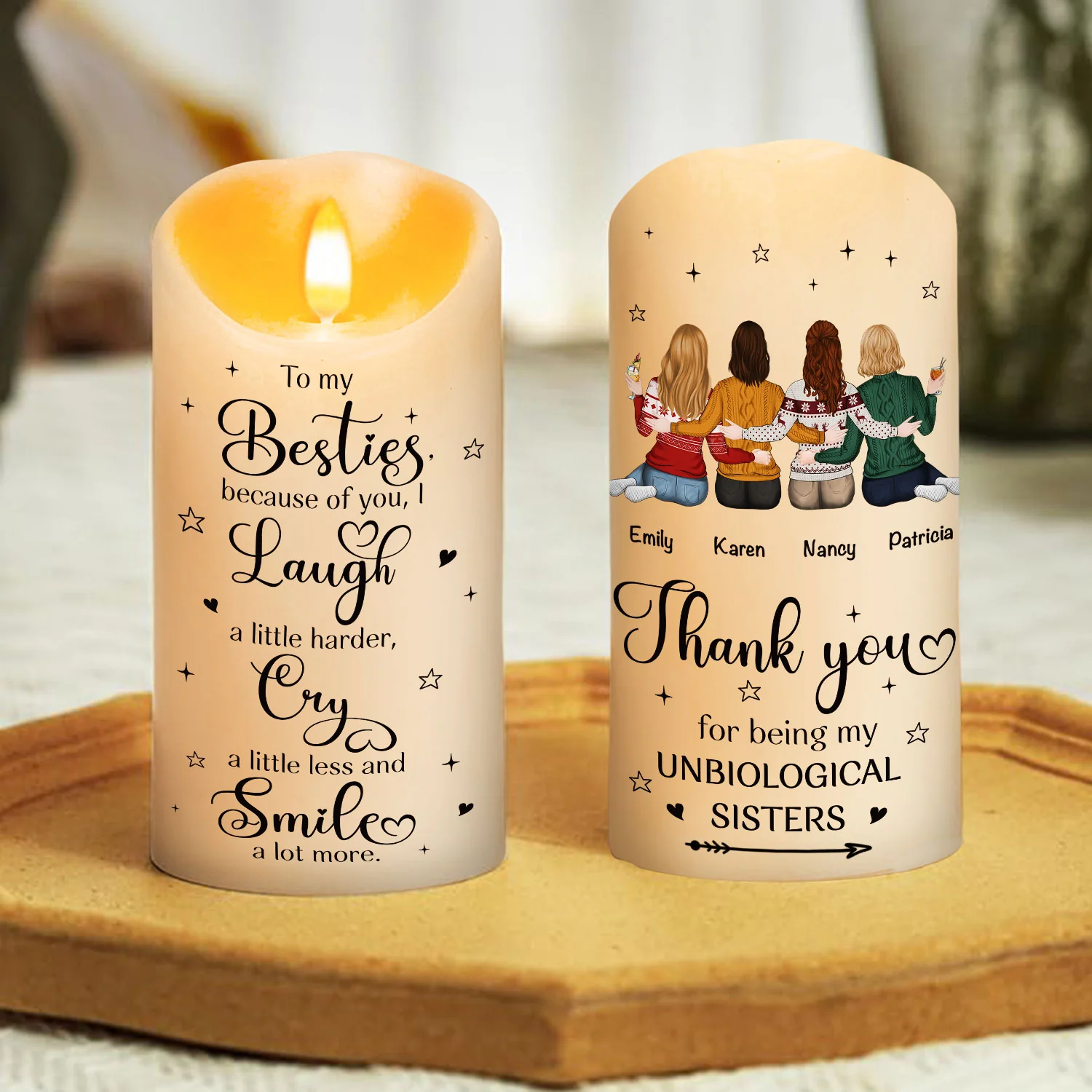 Thank You For Being My Unbiological Sister - Personalized Custom LED Candle - Image 3