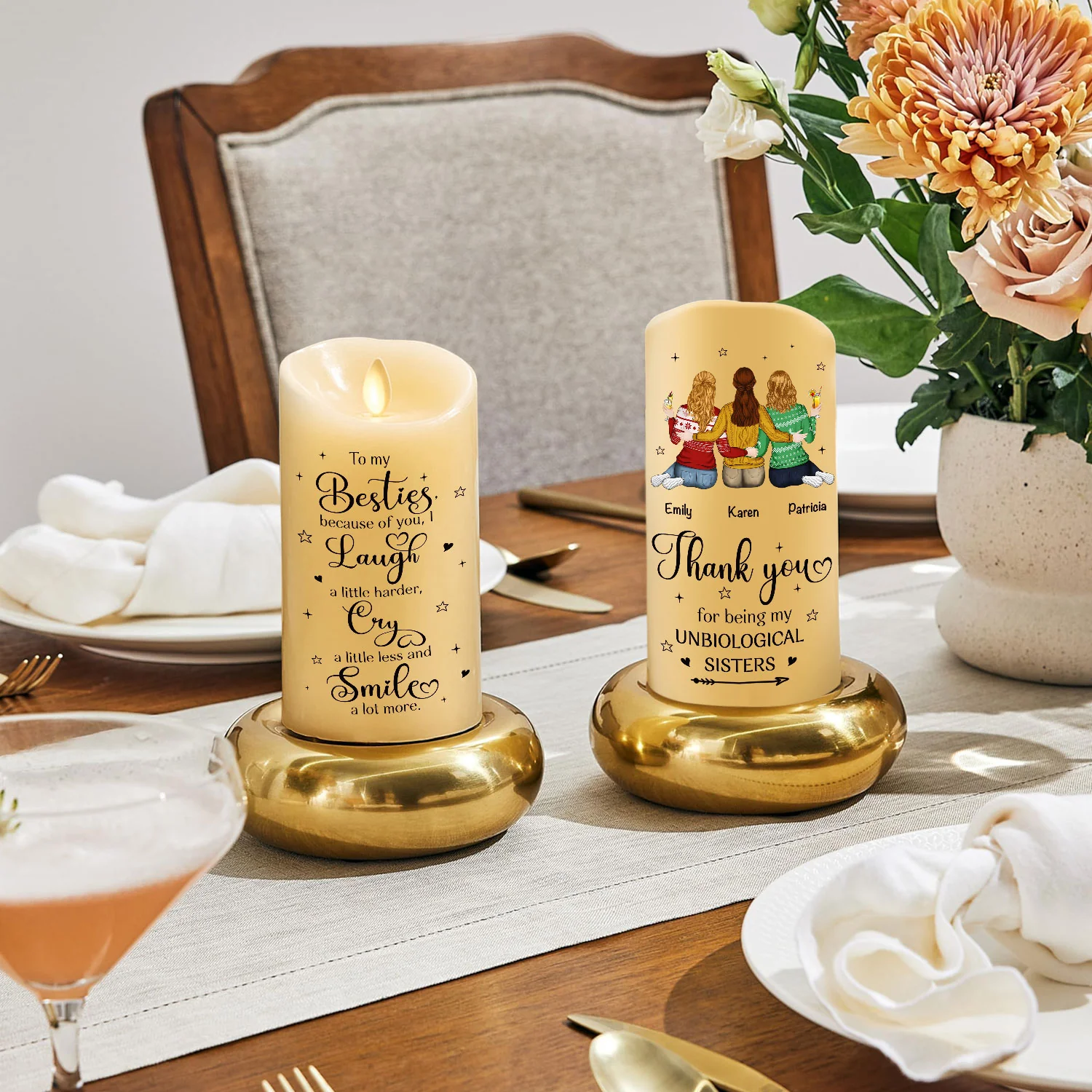 Thank You For Being My Unbiological Sister - Personalized Custom LED Candle - Image 4