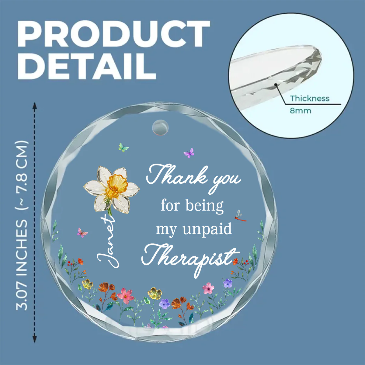 Thank You For Being My Unpaid Therapist - Personalized Custom Glass Ornament - Image 6