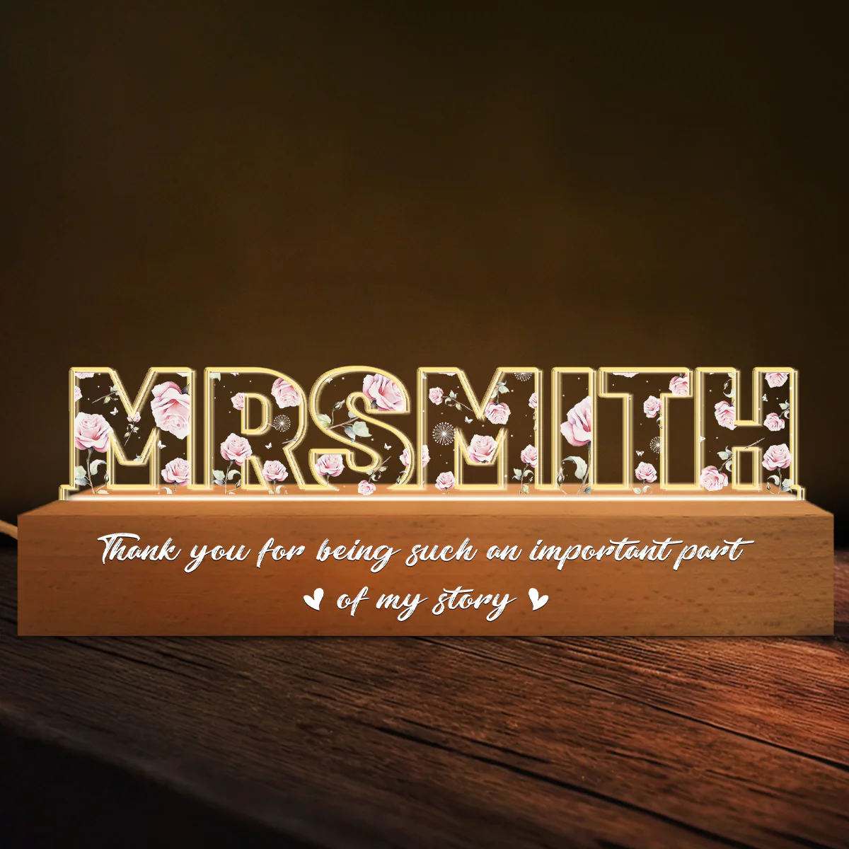 Thank You For Being Such An Important Part Of My Story - Personalized Custom Acrylic Letters 3D LED Night Light - Image 2