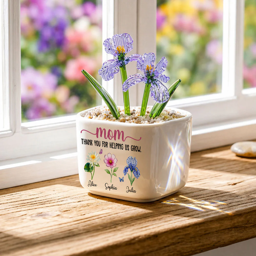 Thank You For Helping Me Grow - Personalized Custom Glass Birth Month Flower - Image 3