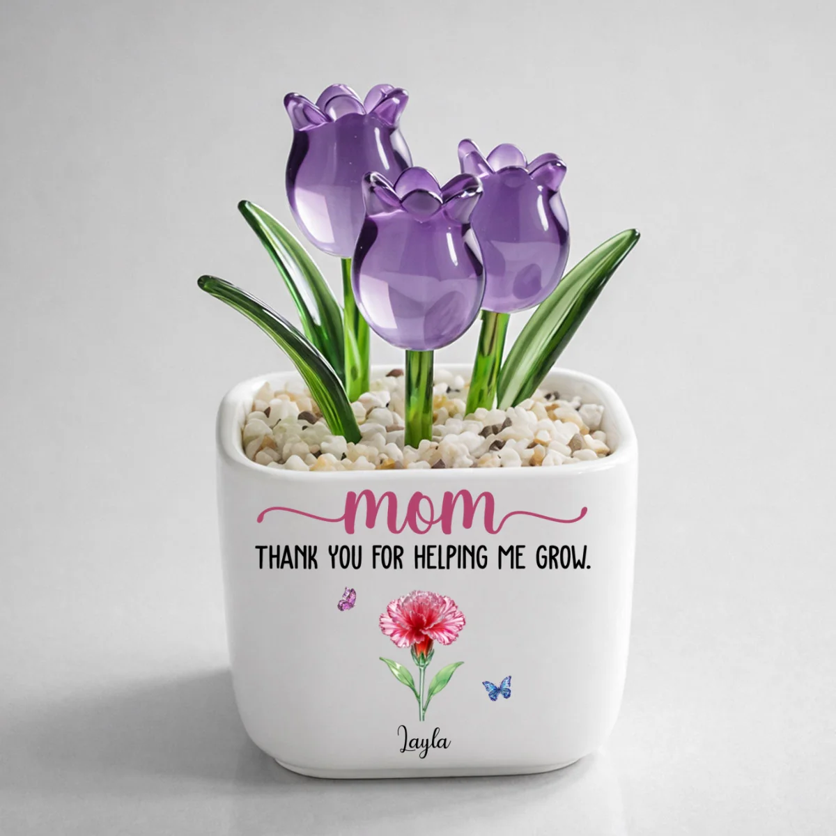 Thank You For Helping Me Grow - Personalized Custom Glass Everlasting Tulips - Image 10