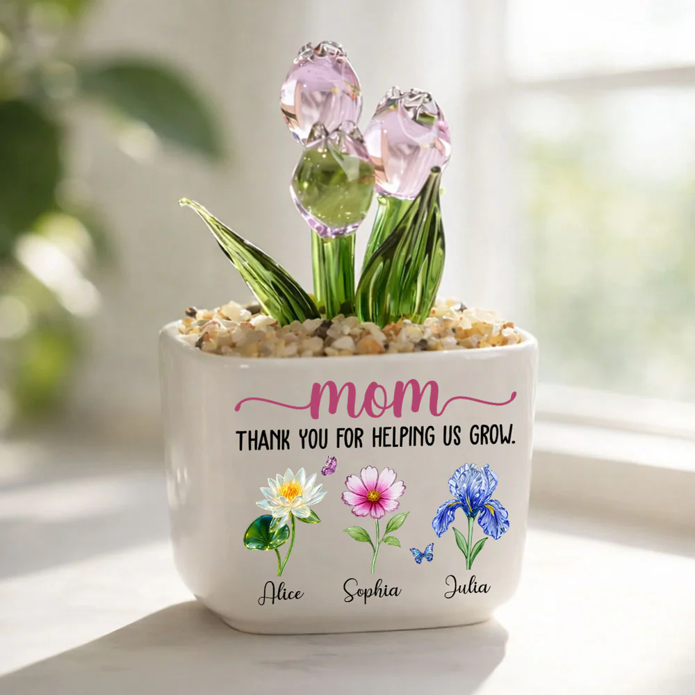 Thank You For Helping Me Grow - Personalized Custom Glass Everlasting Tulips - Image 2