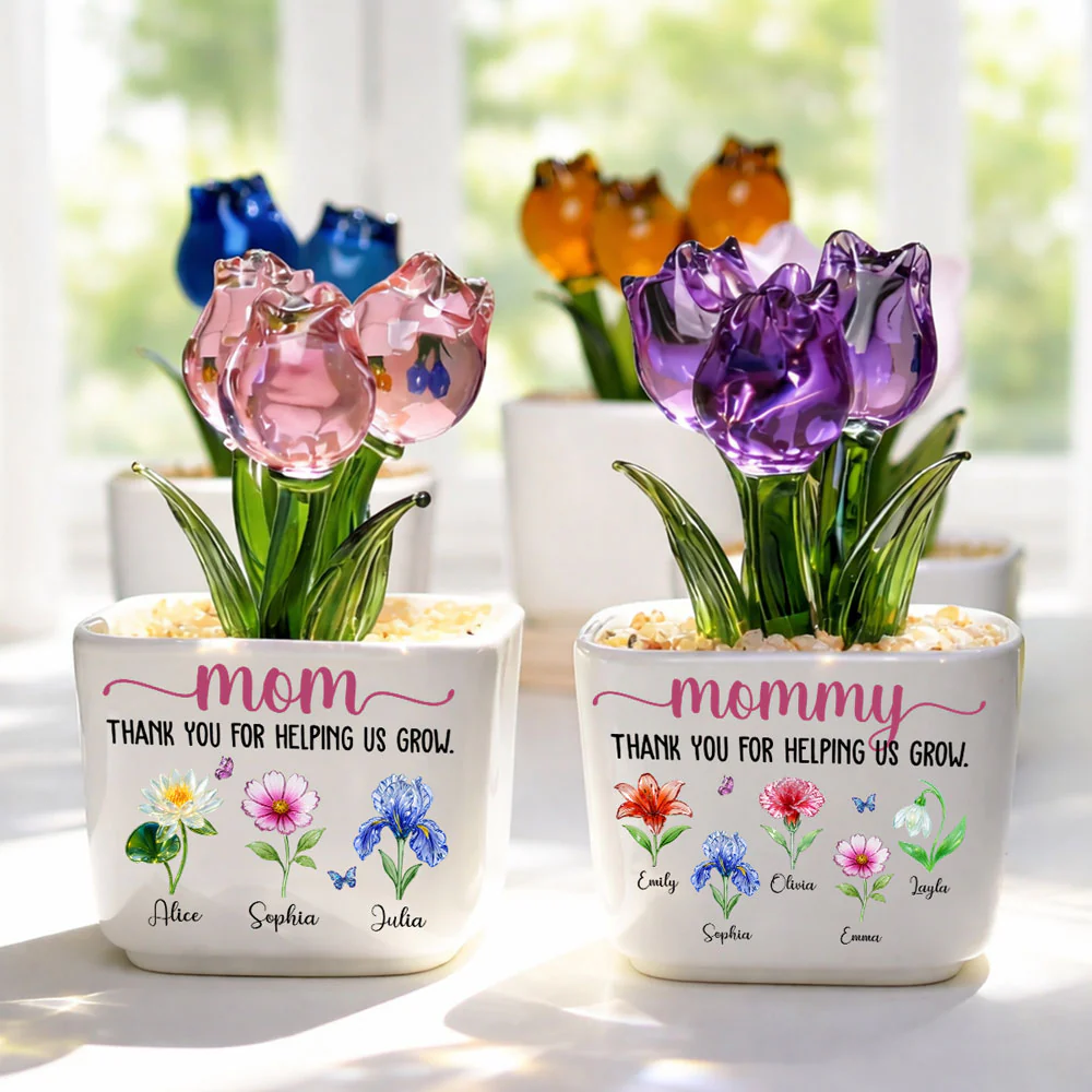 Thank You For Helping Me Grow - Personalized Custom Glass Everlasting Tulips - Image 6
