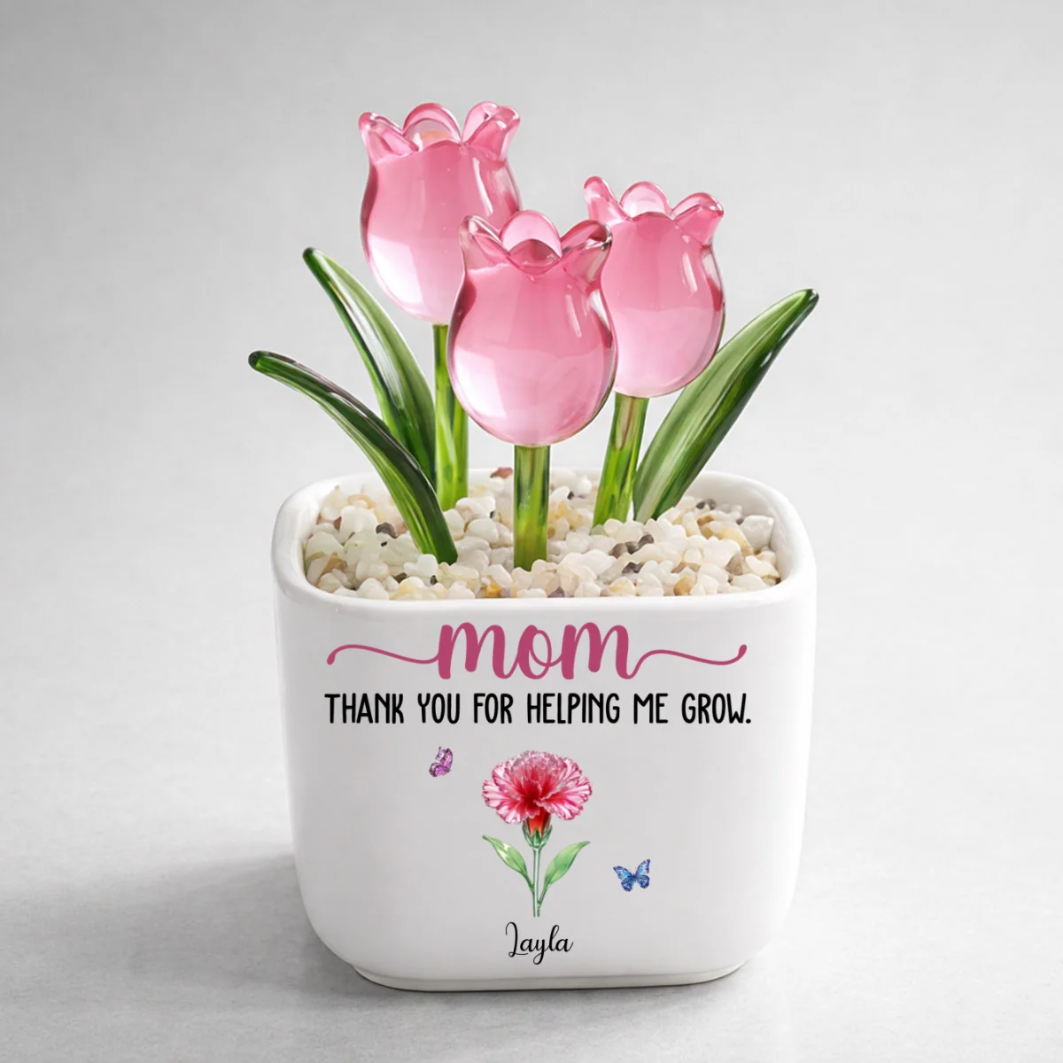 Thank You For Helping Me Grow - Personalized Custom Glass Everlasting Tulips - Image 9