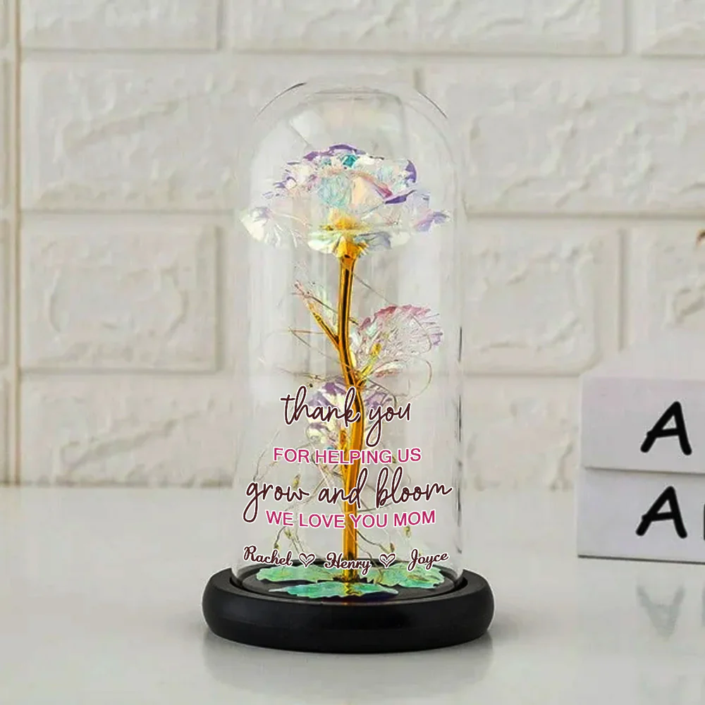 Thank You For Helping Us Grow And Bloom We Love You Mom - Personalized Custom Sparkly Rose - Image 4