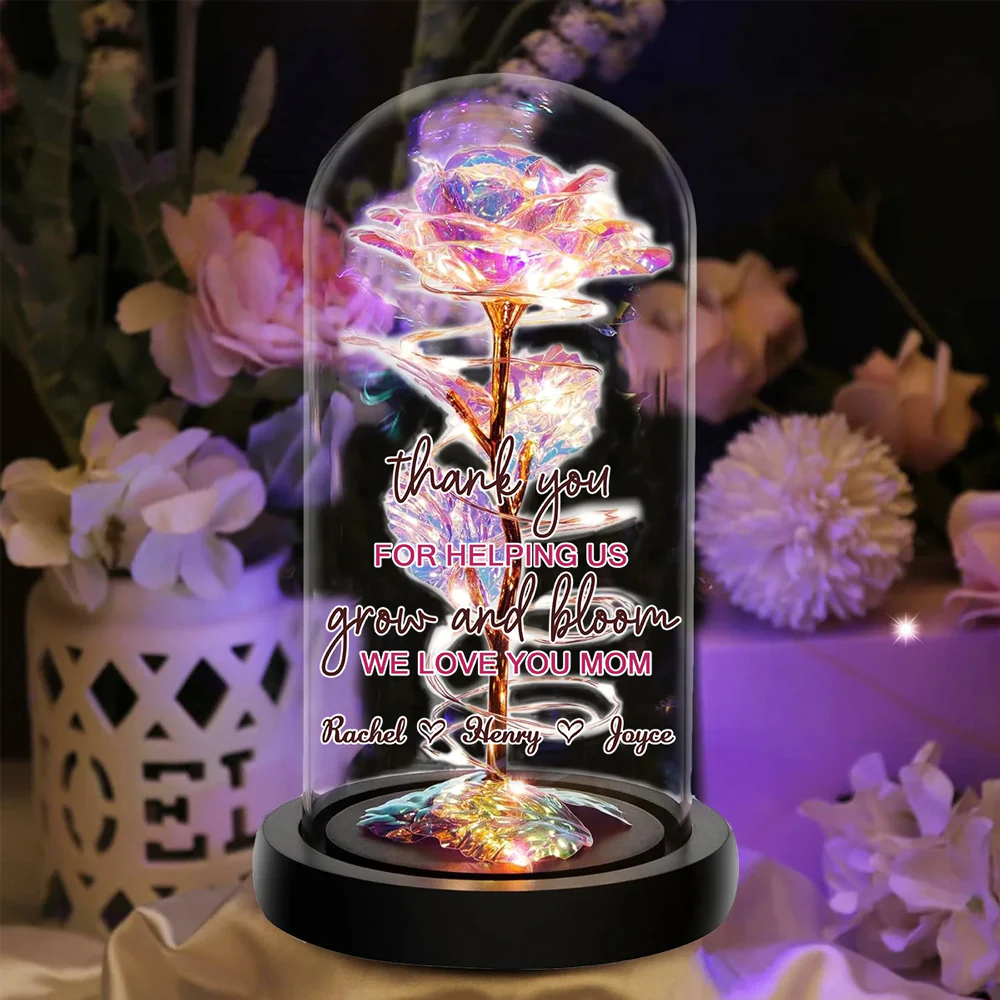 Thank You For Helping Us Grow And Bloom We Love You Mom - Personalized Custom Sparkly Rose - Image 5
