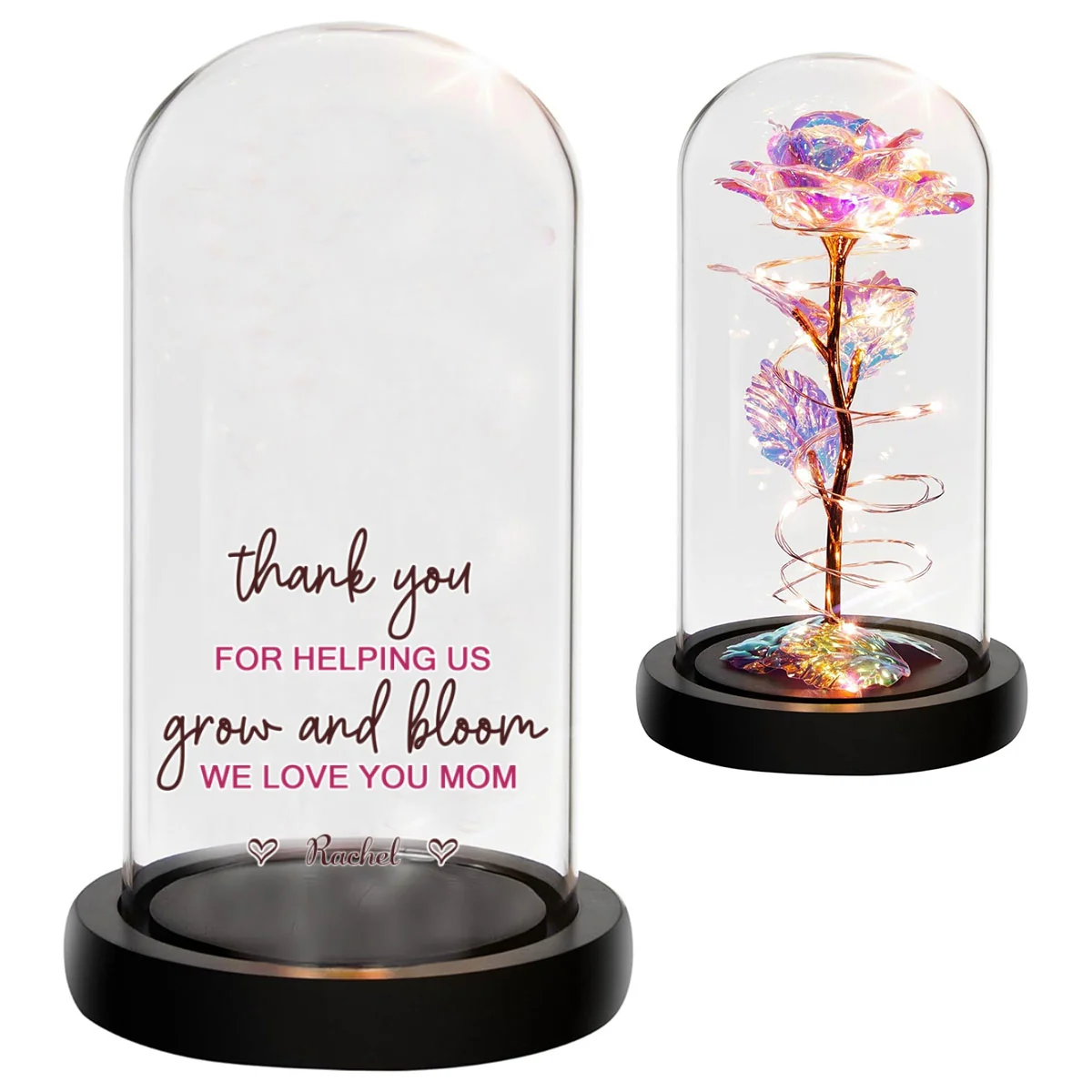 Thank You For Helping Us Grow And Bloom We Love You Mom - Personalized Custom Sparkly Rose - Image 7