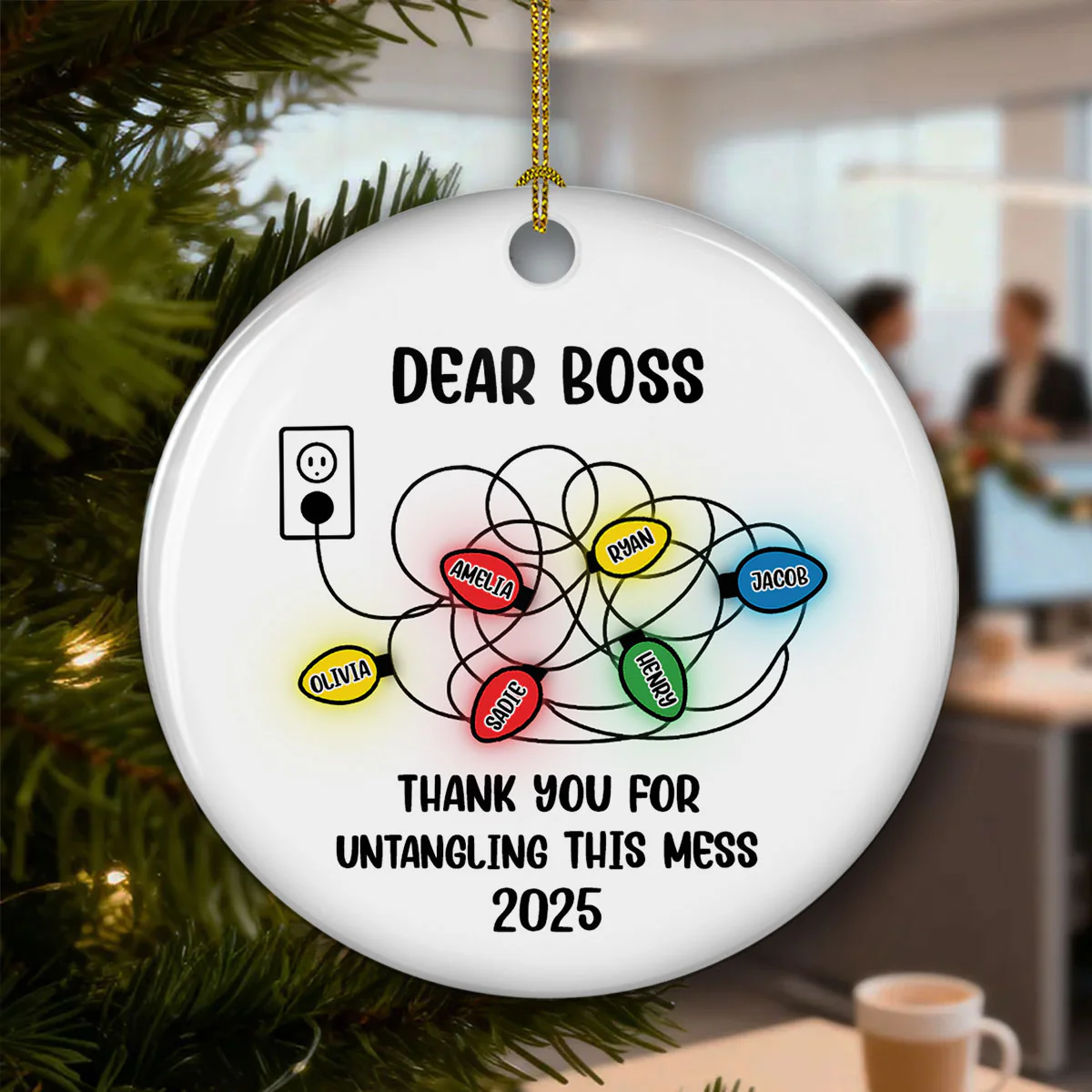 Thank You For Untangling This Mess - Personalized Custom Ceramic Ornament