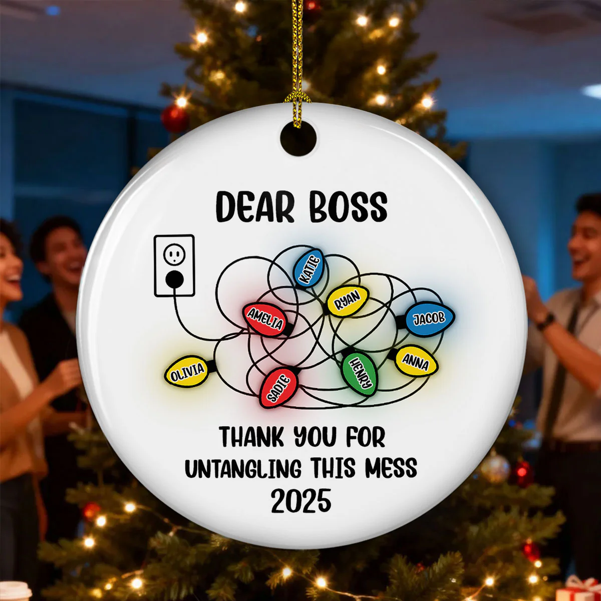 Thank You For Untangling This Mess - Personalized Custom Ceramic Ornament - Image 3
