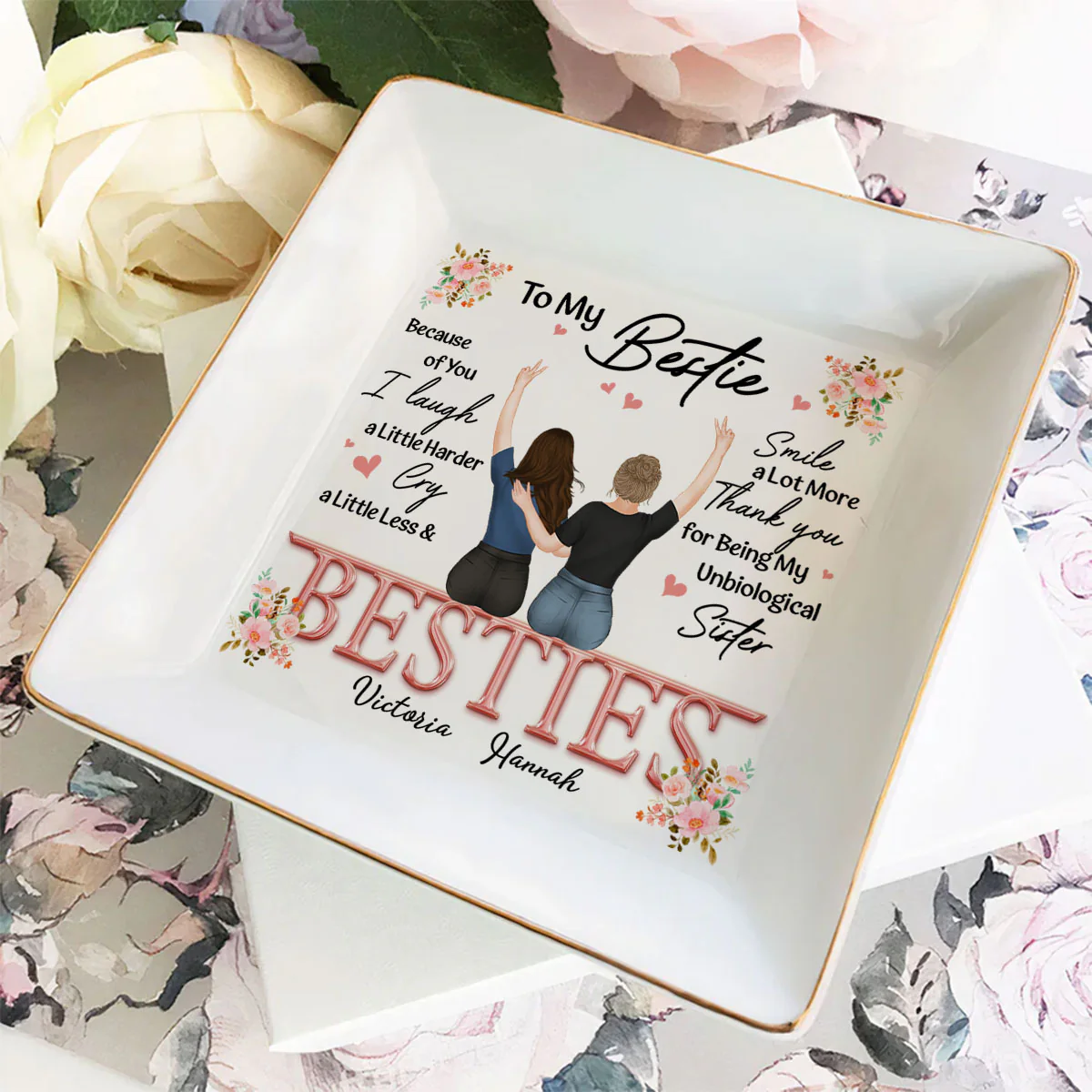 Thank You I Laugh More Cry Less - Personalized Custom Jewelry Dish - Image 4