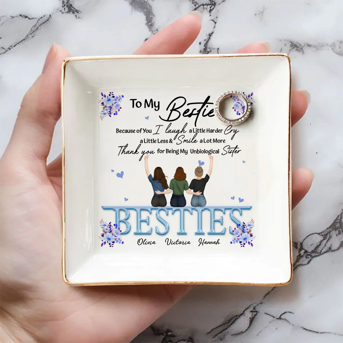 Thank You I Laugh More Cry Less - Personalized Custom Jewelry Dish - Image 5