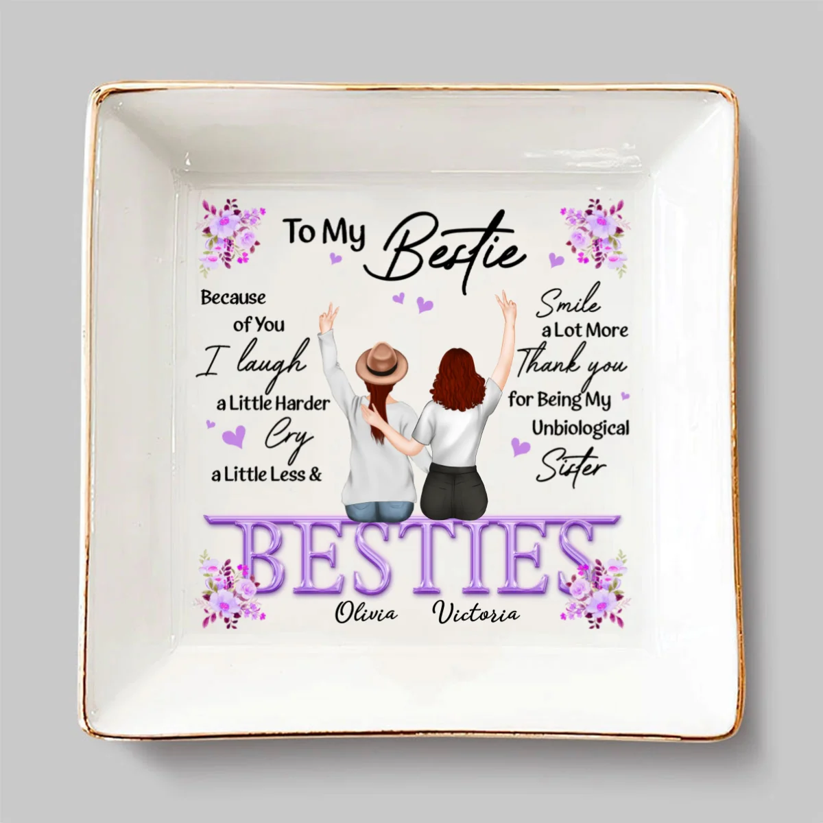 Thank You I Laugh More Cry Less - Personalized Custom Jewelry Dish - Image 7