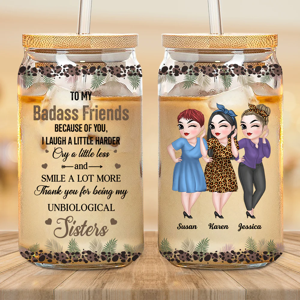 Thank You My Badass Bestie - Personalized Custom Glass Can - Image 4