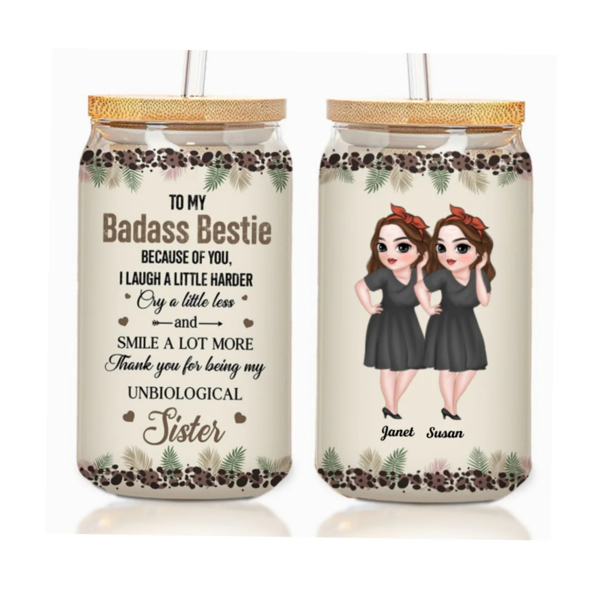 Thank You My Badass Bestie - Personalized Custom Glass Can - Image 6