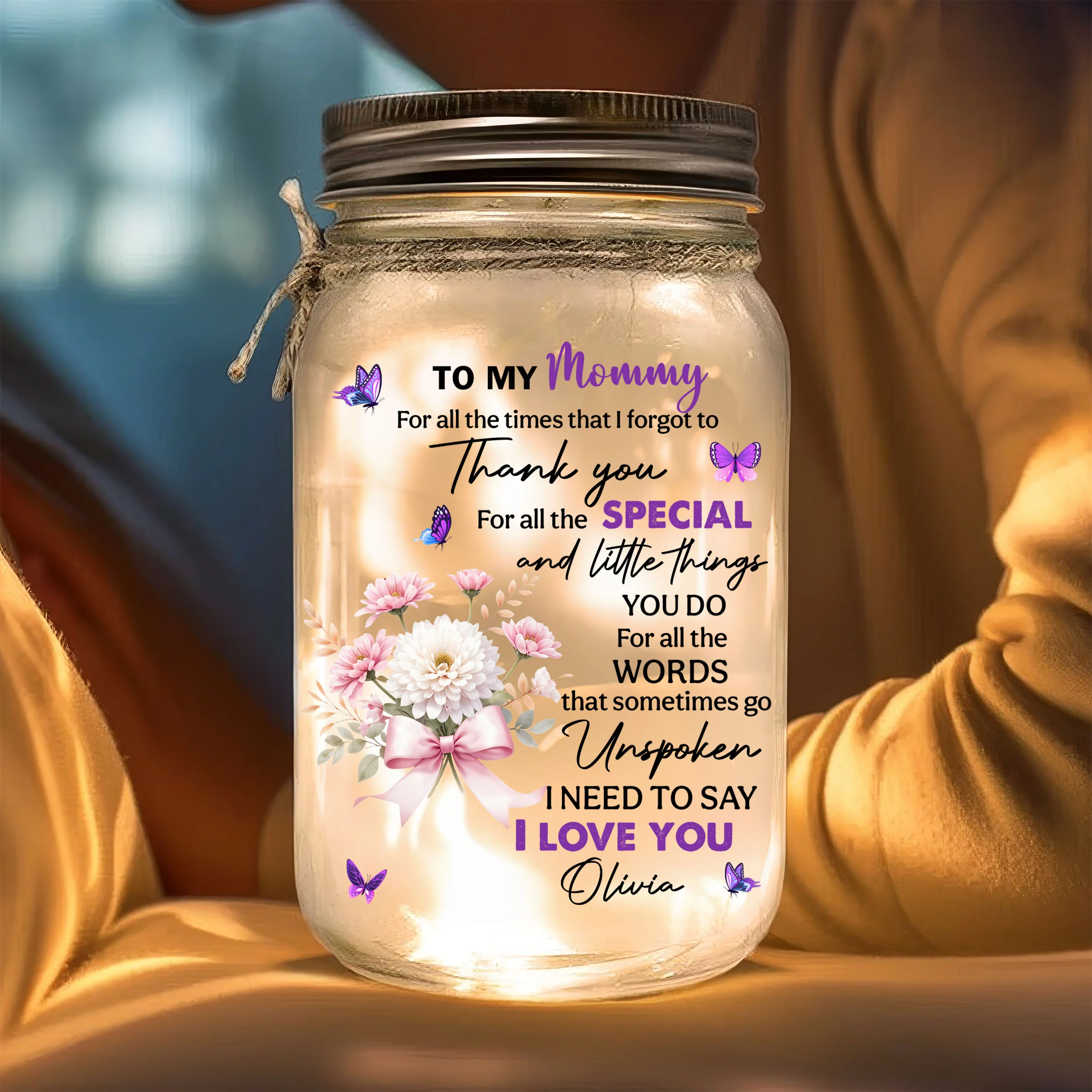 Thank You My Great Mother - Personalized Custom Mason Jar Light - Image 2