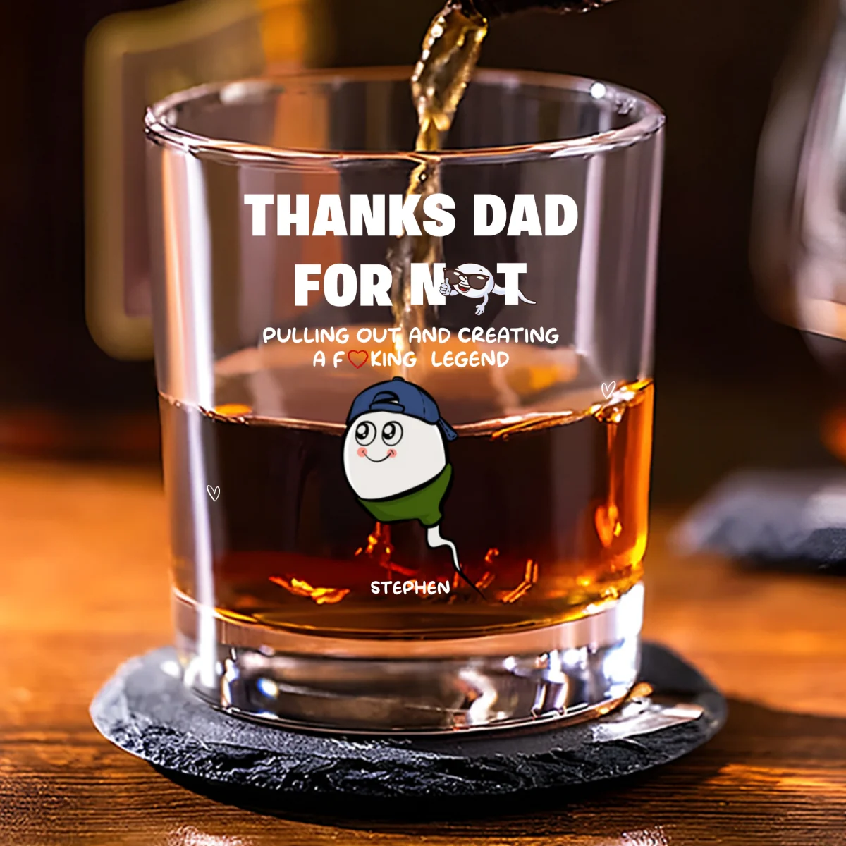 Thanks Dad For Creating A Legend - Personalized Custom Whiskey Glass - Image 6