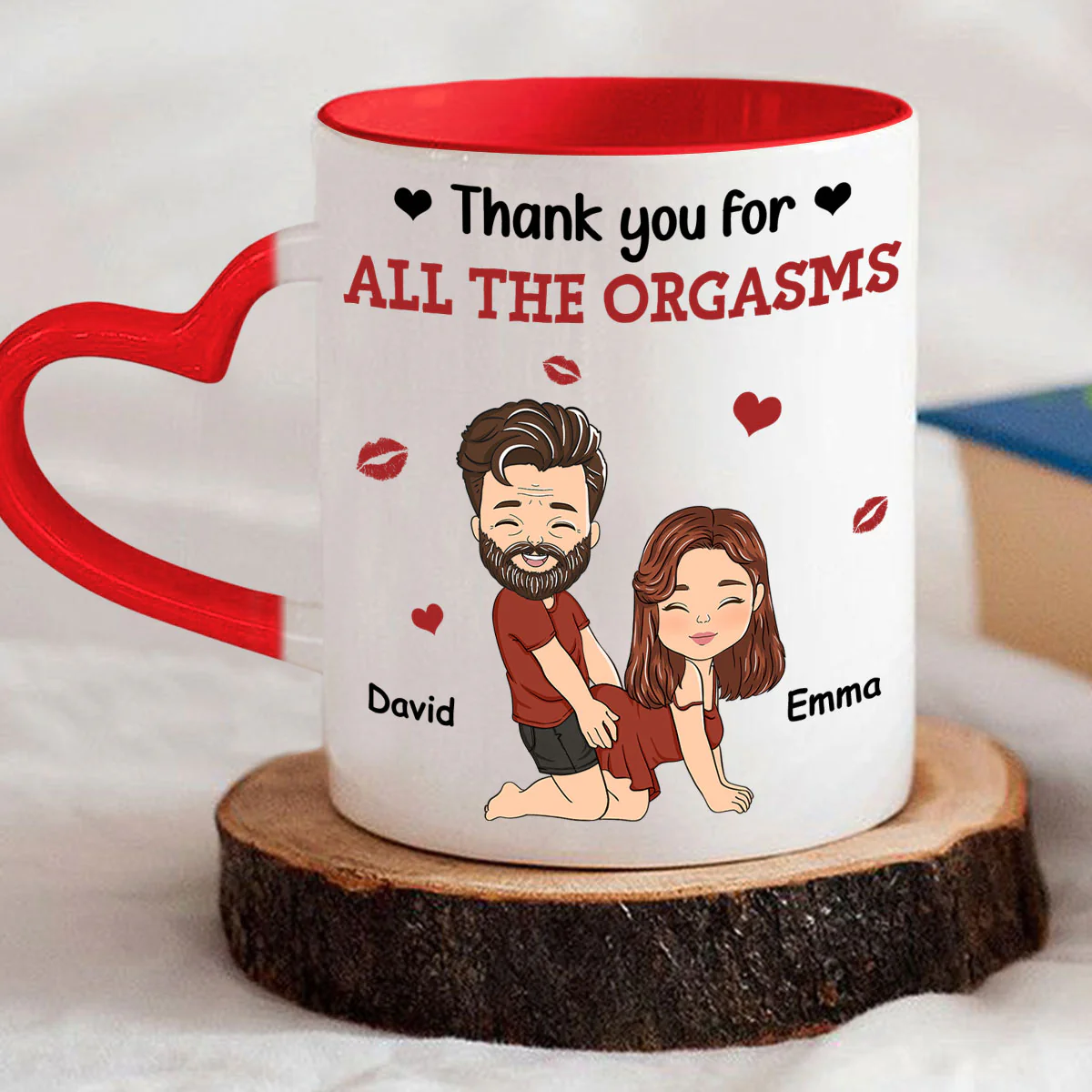 Thanks For All - Personalized Custom Heart Handle Mug - Image 2